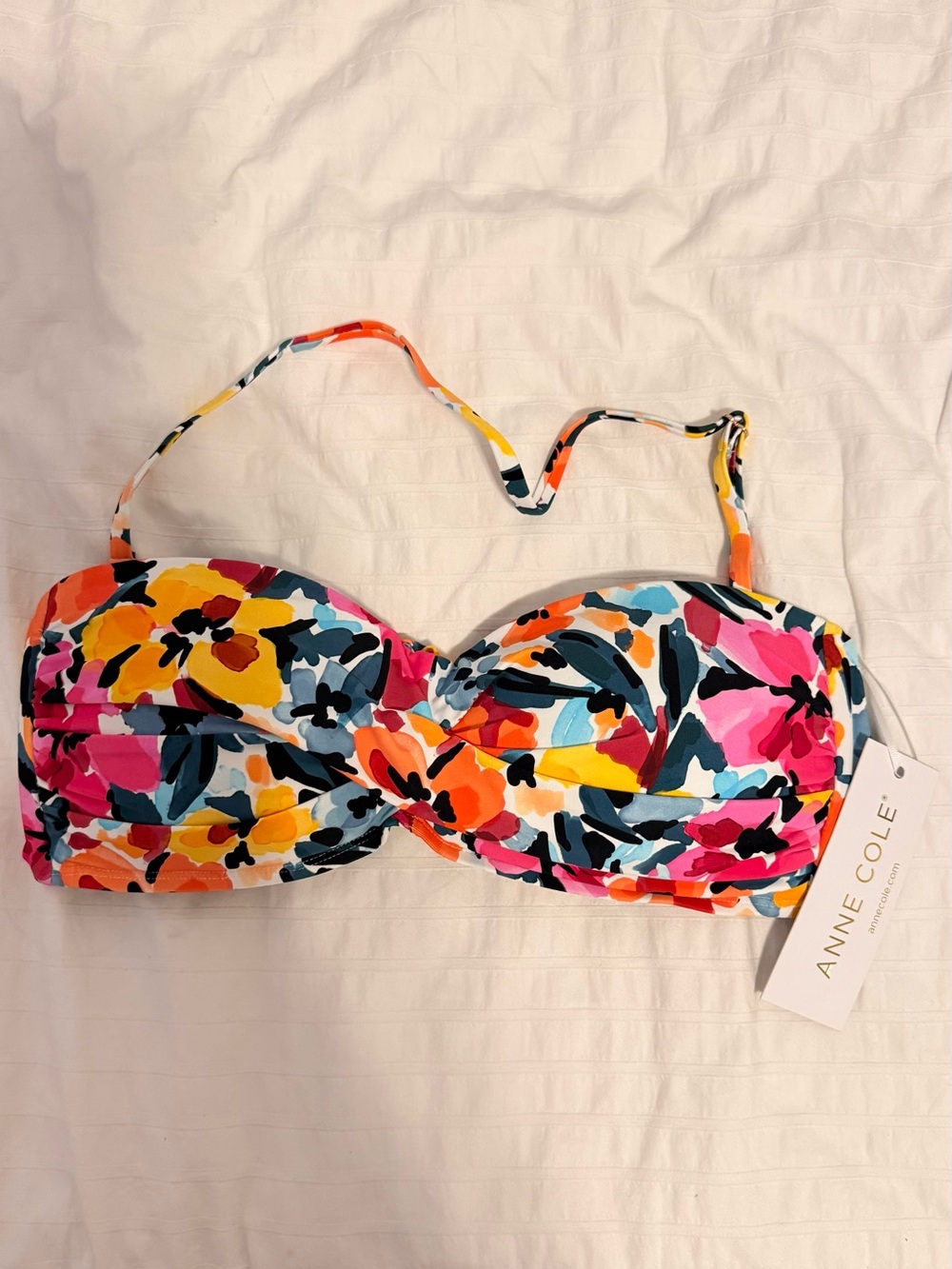 NWT Anne Cole Floral Twist Front Bikini Top Women's Size L Swim - Picture 5 of 6